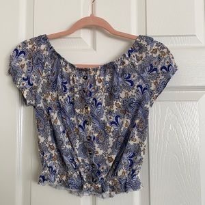 Blue off shoulder crop